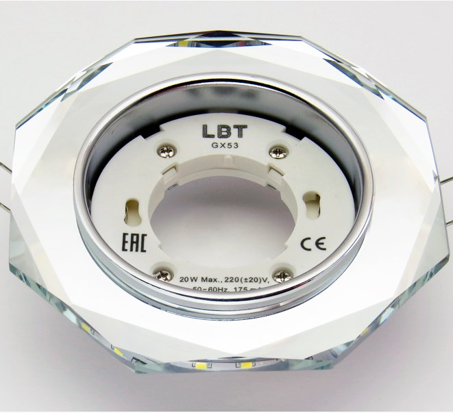 Светильник Точечный ДекорСтекло GX53+LED Прозрачный D125х45мм  IP20 GX002L LBT